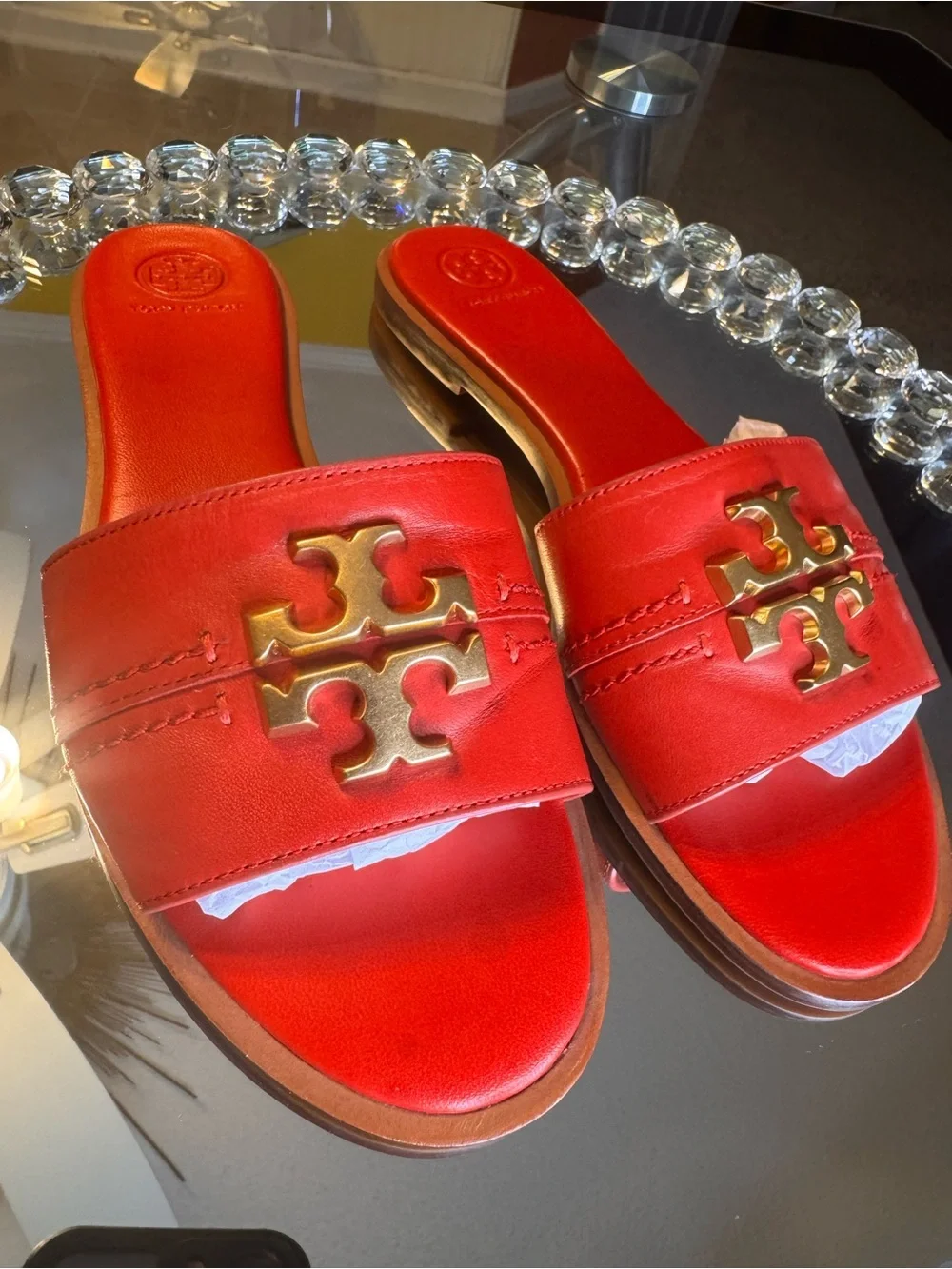 Tory Burch Tory Burch Red Leather Everly Slide Flats Size 8